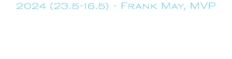 2024 (23.5-16.5) - Frank May, MVP 